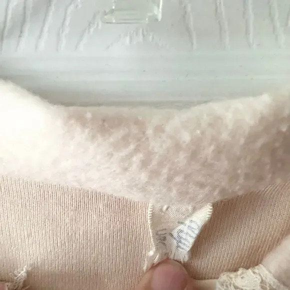 Vintage Pink Peach Fleece Fleece Lace Trim Bed Jacket Capelet No Size S/M - Picture 6 of 8